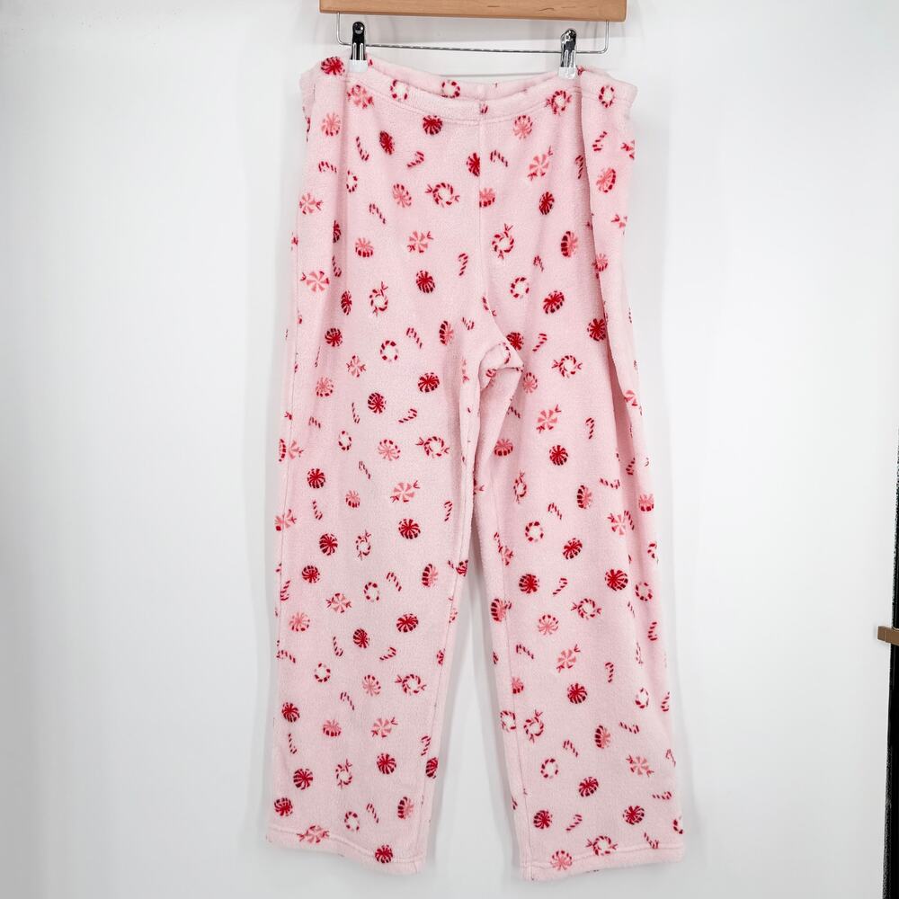 Joyspun Dreamy Soft Plush Pajama Set XL 16/18 Pink Peppermint Fleece Cozy - Picture 5 of 7